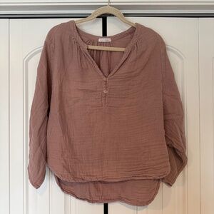 CP Shades x Free People Double Cloth Button Down V-Neck Mauve Purple Boho